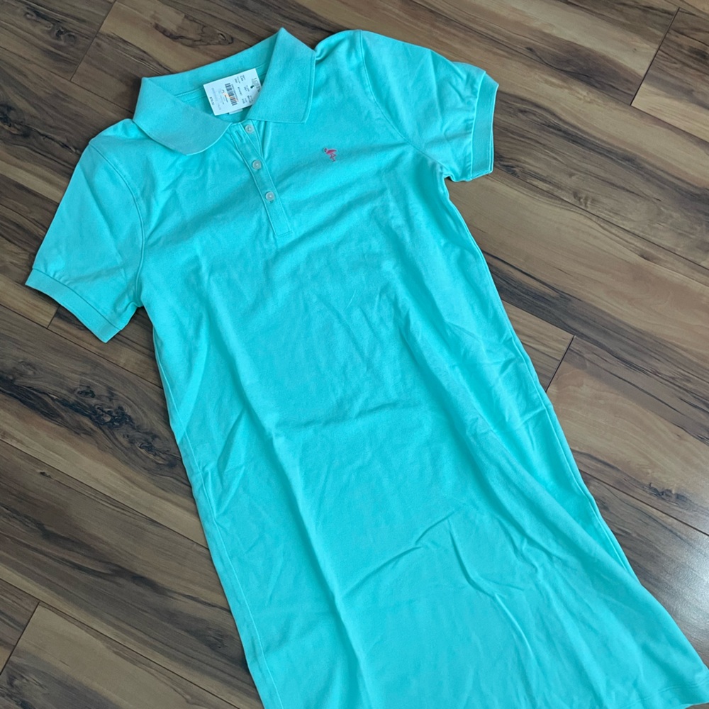 J. Crew Mint Polo Shirt Dress with Pink Logo size XXS